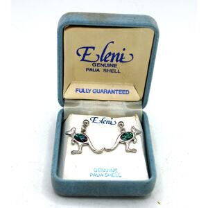 Eleni Genuine Paua Shell Silvertone Kangaroo Earrings